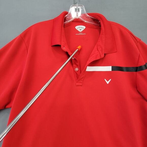 Callaway Red Golf Polo Shirt Sporty Classic Short Sleeves Button Up Mens Size L - Picture 9 of 11